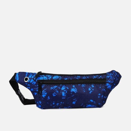 Zipper waist bag, outer pocket, USB connector, blue color