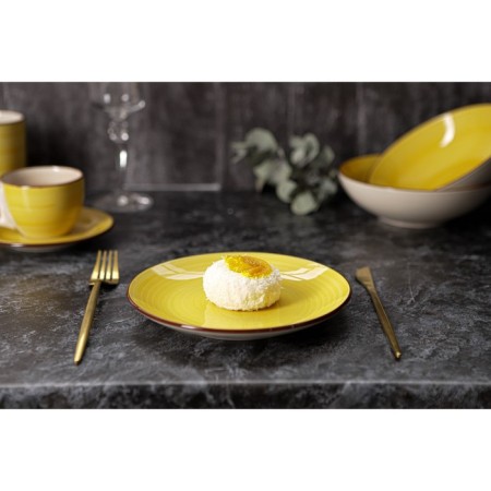 Board ceramic dessert shade "Sea World", d = 19 cm, yellow color-5