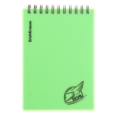 Notepad for spirals A6 80 sheets, cage, Erichkrause "Motion" Plastic Cover Silkography, Blok Offset Beliece 100%, Green