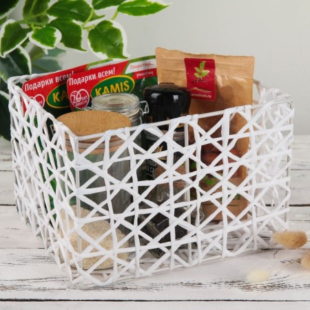 Basket wicker share "Web", 21 × 18 × 14 cm, white color-2