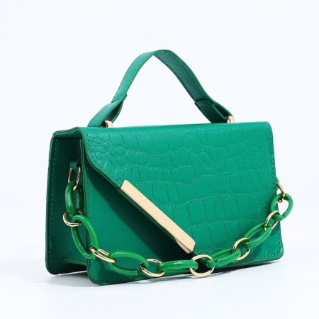 Bag Messenger with zipper, green color-2