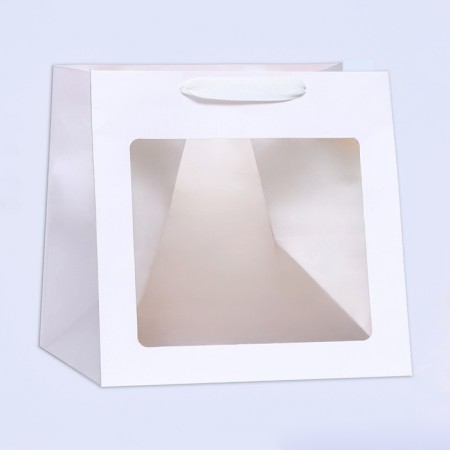 Gift package, craft, with a window, "white", 25 x 25 x 25 cm-1