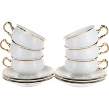 A 320 ml cup with a saucer of 165 mm Tulip, the Sveta Tulip decor, golden holders 