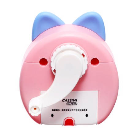 Mechanical sharpener with container, pink/white ears-5