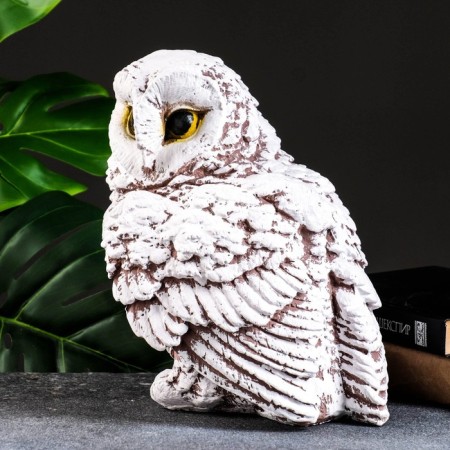 Figure "Owl" 22x25x25cm white-brown-3
