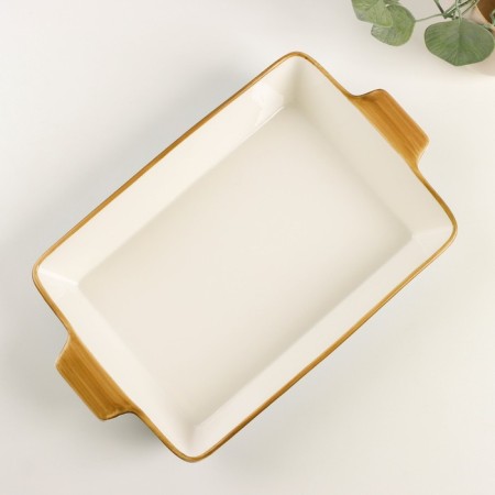 Porcelain baking form rectangular shares "Cosmos", 2100 ml, 34 × 20.5 × 5.5 cm, blue color-4