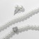 Set 3 objects: earrings, beads, bracelet "pearls" heart, white color in silver, 45 cm