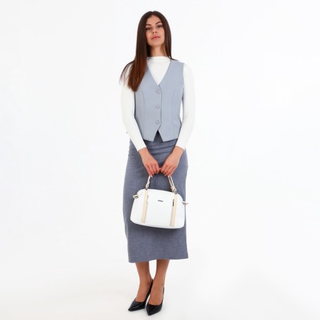 Women's bag 127, 30*10*23, 1 lightning departure, n/pocket, belt long, white+cream-8