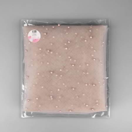 Mesh with beads, 150 cm, 1 ± 0.2 m, beige color-4