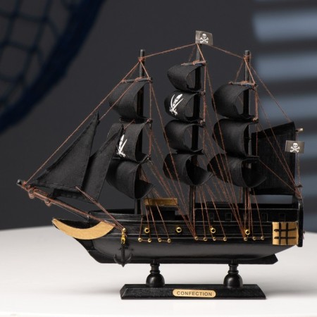 Ship "Merry Roger", black sails, 24 × 6 × 22 cm