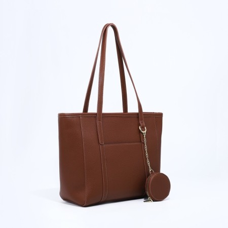Bag Women's Tout with zipper, brown color-2