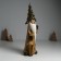 Polystone souvenir "Santa Claus in a golden outfit, a cap, with a deer" 12x9.5x36 cm