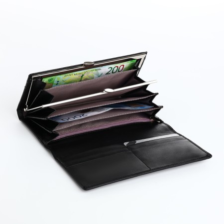 Women's wallet on magnets, black color-3