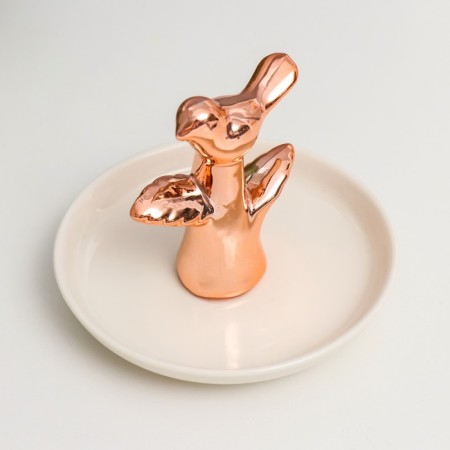 Souvenir ceramic stand for the ring "Bird on the tree" MIX 8.5x10x10 cm-4