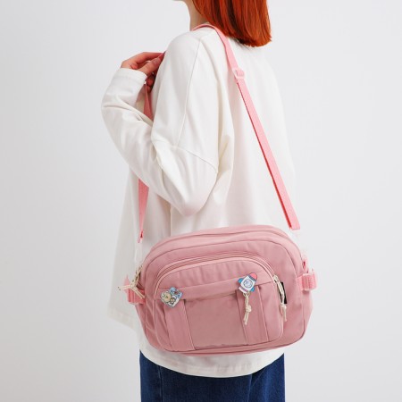 Youth bag with a zipper, pink color