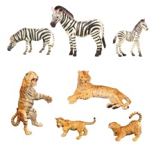 A set of figures “The World of Wild Animals: the Tiger Family and the Zebr Family, 7 figures
