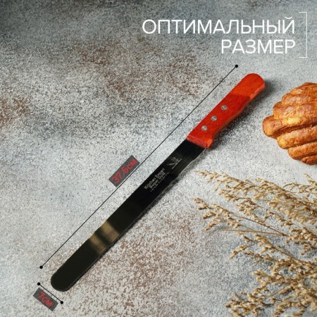 Knife for biscuit, even edge, handle wood, working surface 25 cm-2