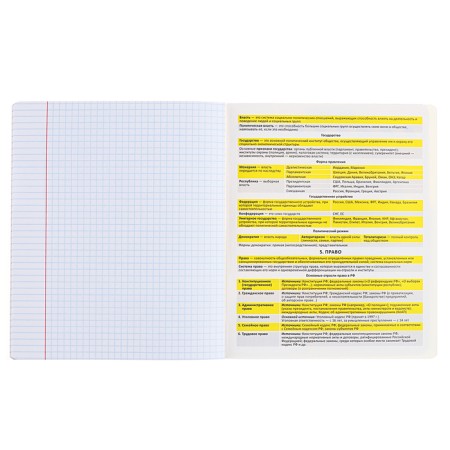 Subject notebook, 48 sheets, cage, social studies, Erichkrause "BENFORMED", plastic cover silk-screen cover, Bloc OFSET BELICE 100%, information block-5