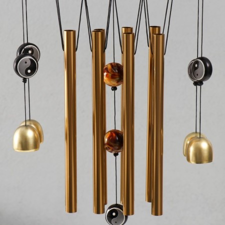 Wind Music Metal, tree "Yin-Yang" 8 tubes 5 bells 56x19.5x5 cm-2