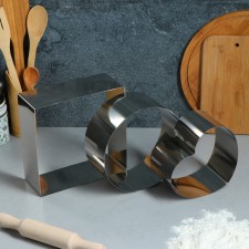 A set of baking forms and calculation “Circle, square, heart”, 20 x 20 x 8.5 cm, 3 pcs