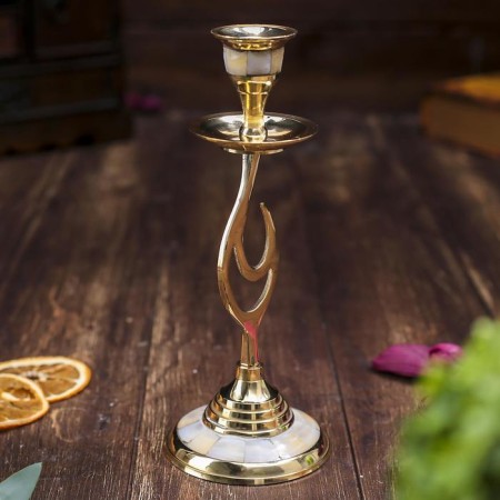 Candle with a pearl with mother -of -pearl bending 21cm-2