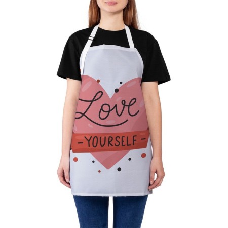 Apron kitchen with a “love of yourself” photo print, adjustable, size OS