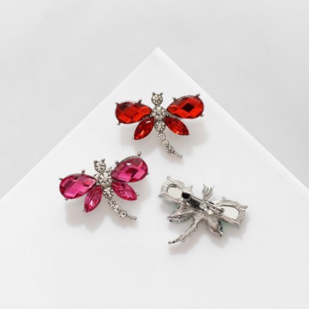 Brooch "Dragonfly" sparkling, color mix (indivisible packing 12 pcs., Price per pcs.)-1