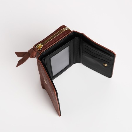 Women's wallet on the button, the color of beige-brown-3