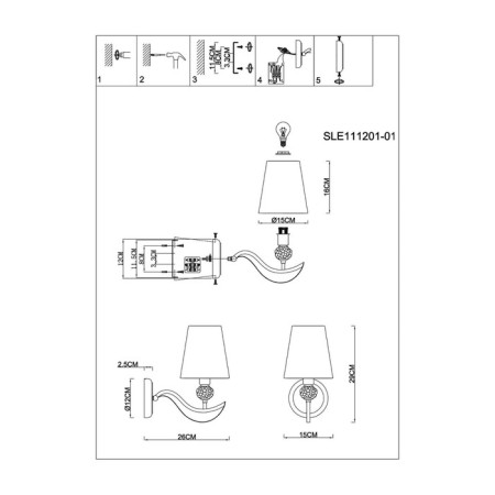 Wall lamp EVOLUCE. Sle111201-01. Bergamo. 1x40 W, E14, 15x29.5 cm, Nickel color, transparent-6