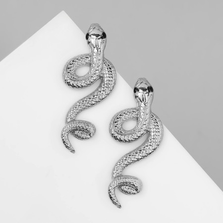 Earrings Metal "Snake" Fixed desire, color silver