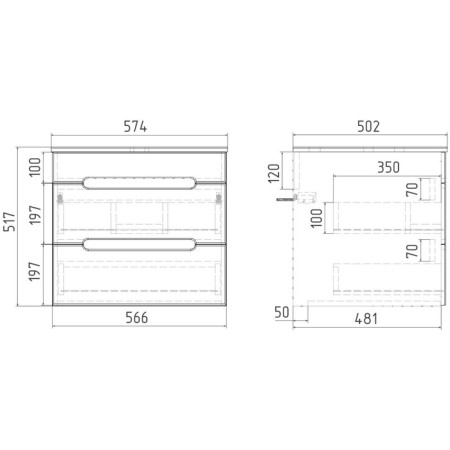 Viant Viant "Marcel" 2 boxes, with a table. L66, suspension, 502x664x516 with cancer. Moduo 50 Square 93980-4