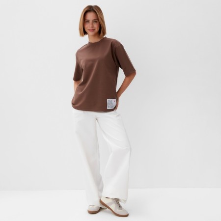 T -shirt female plain Minaku: One Most Brand Brown color, size 52-1