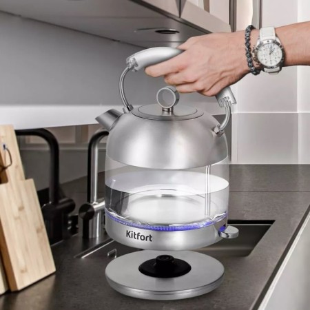 Electric KitFort KT-6630 kettle, 1.7 l, 2200 watts, silver-6