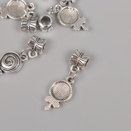 Bale with a suspension metal for creativity "candy on a stick" silver 2.7x1 cm-1