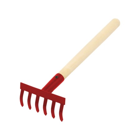 Small straight rakes, 6 teeth, length 31 cm, metal, wooden handle