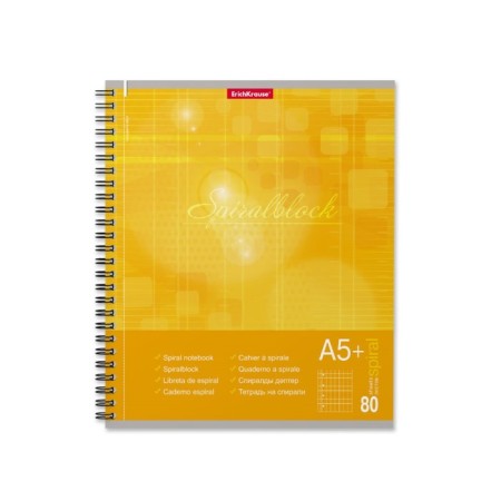 A notebook of 80 sheets cage on a spiral Erichkrause Spiralblock, cover coated cardboard, tough substrate, offset block, perforation, white 100%, mix-2