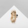 Brooch "Cat" with dumbbells, white-orange color in gold