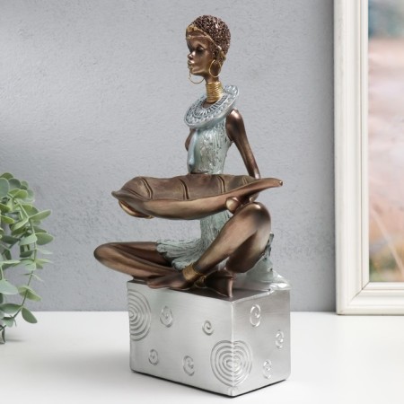 Souvenir Polystone stand "African" silver circles 20x12x30 cm-3