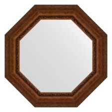 Mirror in the baguette frame, aged bronze with an ornament of 120 mm, 82.6x82.6 cm