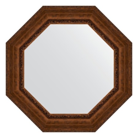 Mirror in the baguette frame, aged bronze with an ornament of 120 mm, 82.6x82.6 cm