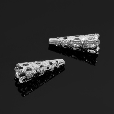 Hats for beads (set 10 pcs.), SM-103-1, 22 × 9 mm, silver color