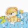 Decoration for the radiator "for son" with a bear 73x37 cm, blue, yellow