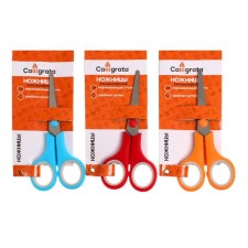 Office scissors 14 cm, plastic handles with rubber inserts, mix