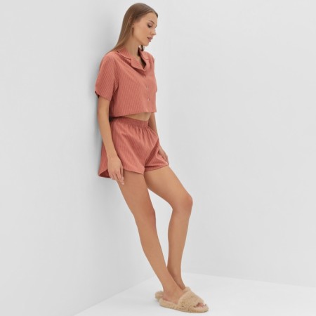 Female pajamas (shirt and shorts) KAFTAN "strip" R.48-50, coral-5
