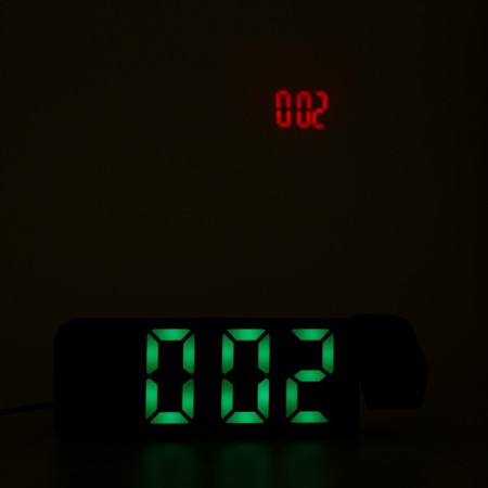 Electronic desktop watches, an alarm clock, a thermometer, with a projection, green numbers, 19.2x6.5cm-6