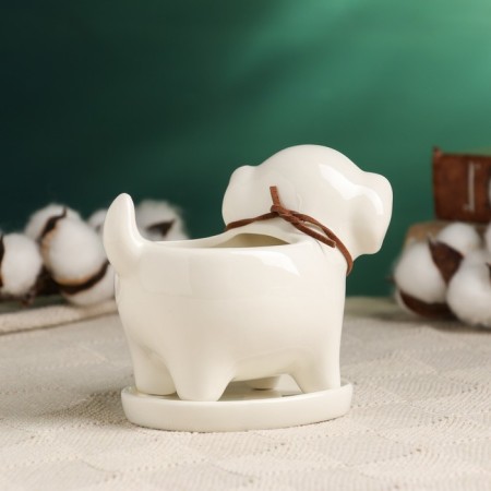Pot "Puppy" White, 13x7x10cm-2