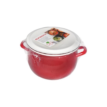 Pan with a lid, d = 22 cm, induction, red color-7