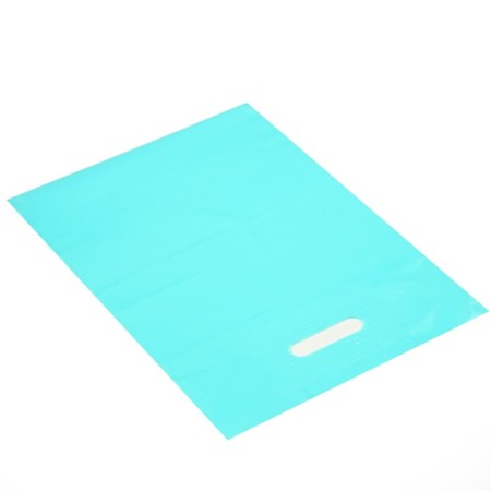 Polyethylene package with a cut handle, turquoise 30-40 cm, 50 μm-1