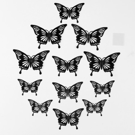Set for decorating "Butterflies", set 12 pcs, black color