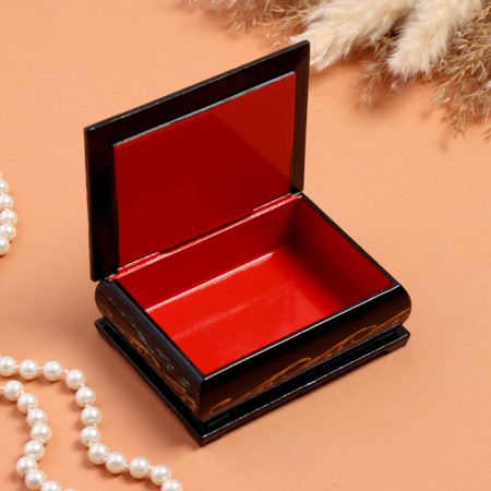 Casket "Summer", black, 8 × 10.5 cm, lacquer miniature-1